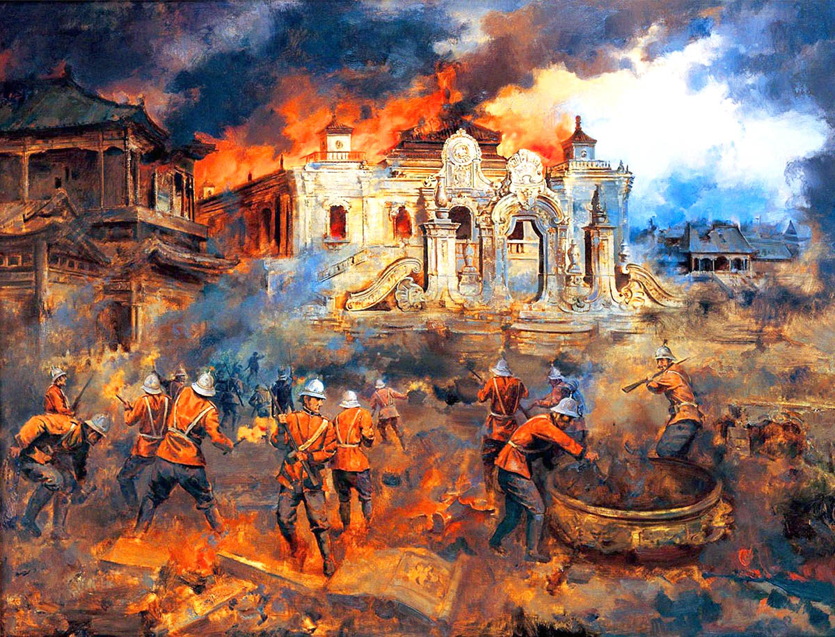 火烧圆明园的历史背景图片